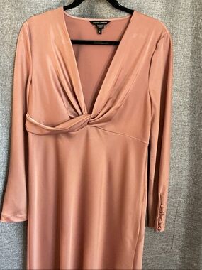 Maggy London Dusty Rose Twist-Front Long Sleeve Dress